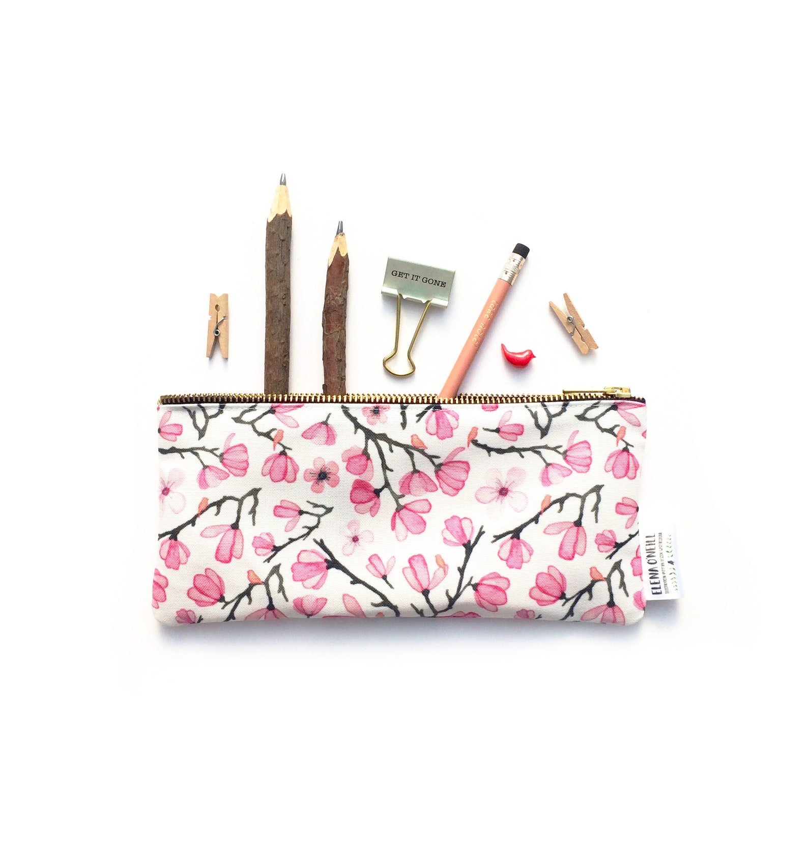 Cherry Blossom Pencil Case Floral Pouch Make Up Bag | Etsy