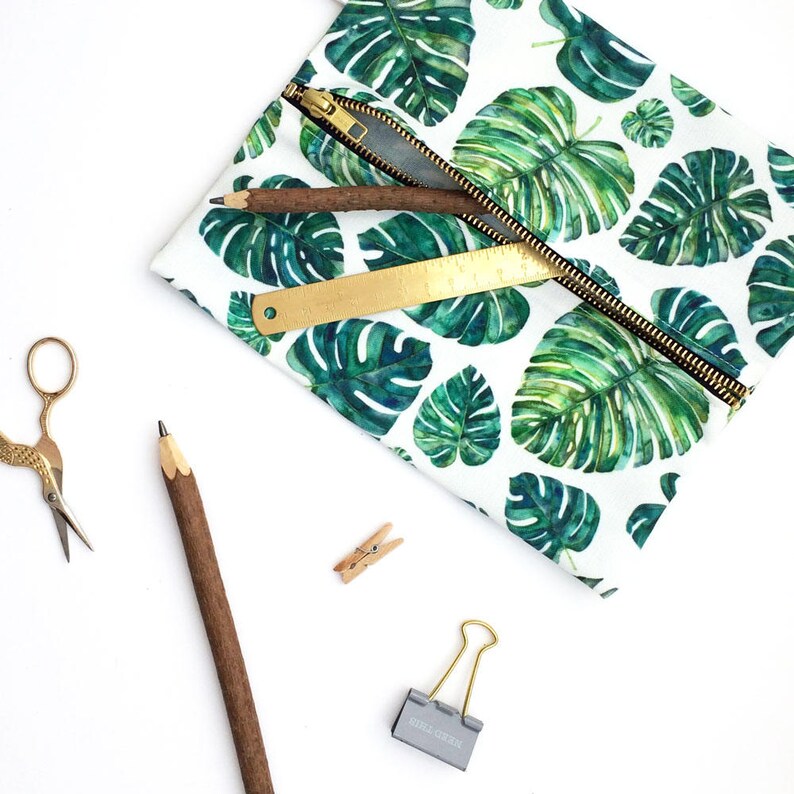 Palm Leaves Large Pouch Back To School Tropical School image 1