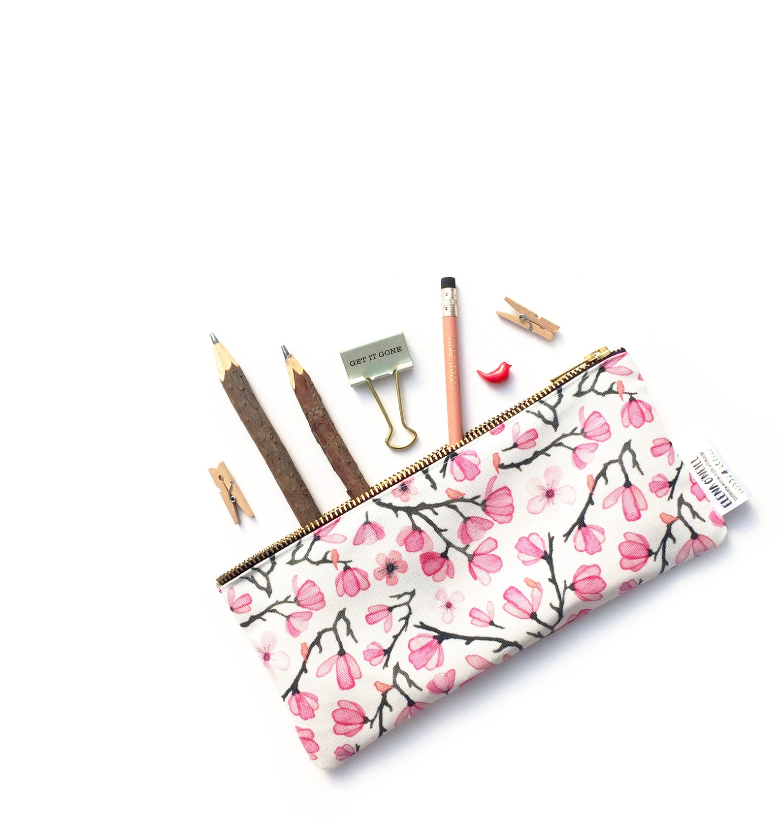 Cherry Blossom Pencil Case Floral Pouch Make Up Bag | Etsy