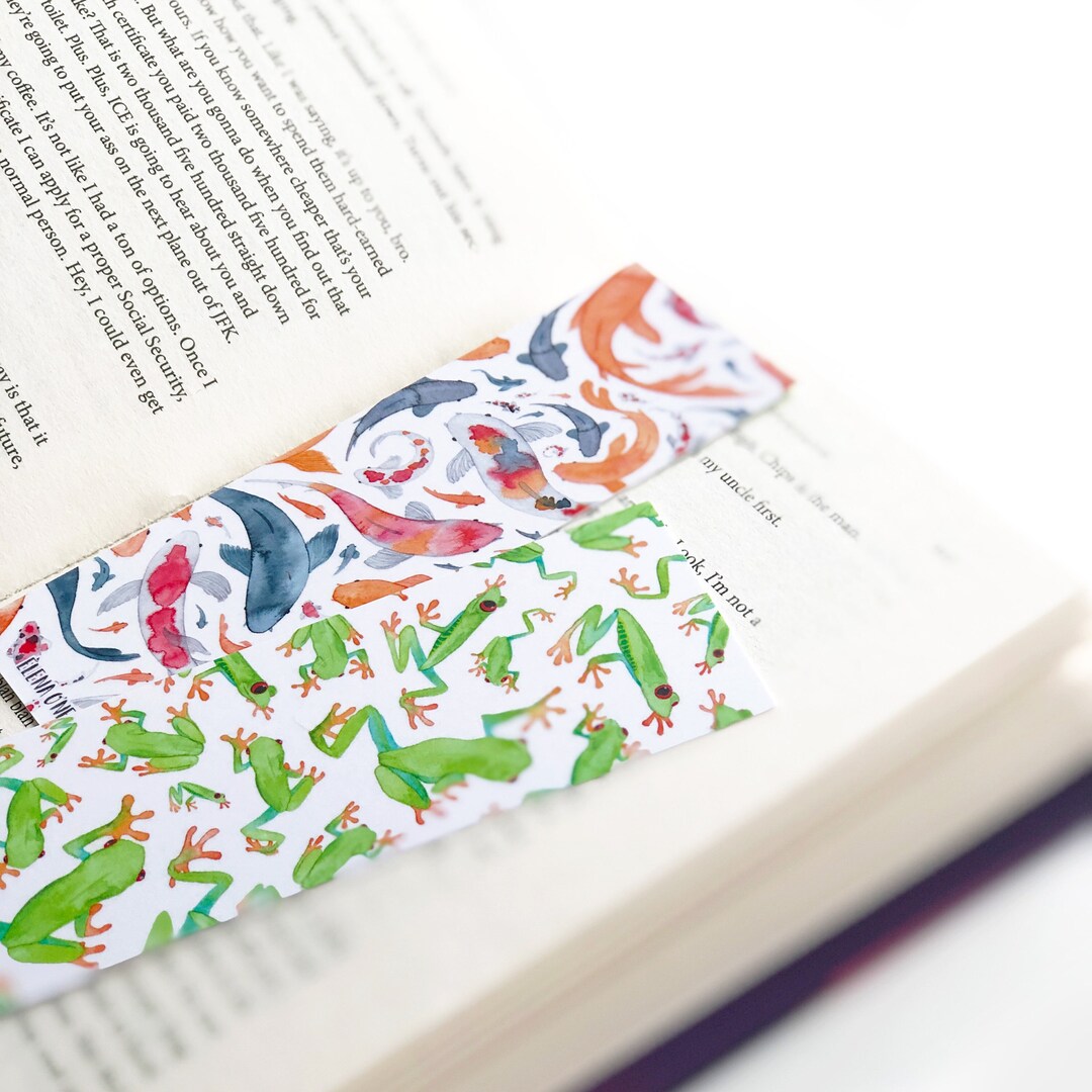 Koi and Tree Frog Double Sided Bookmark - Etsy
