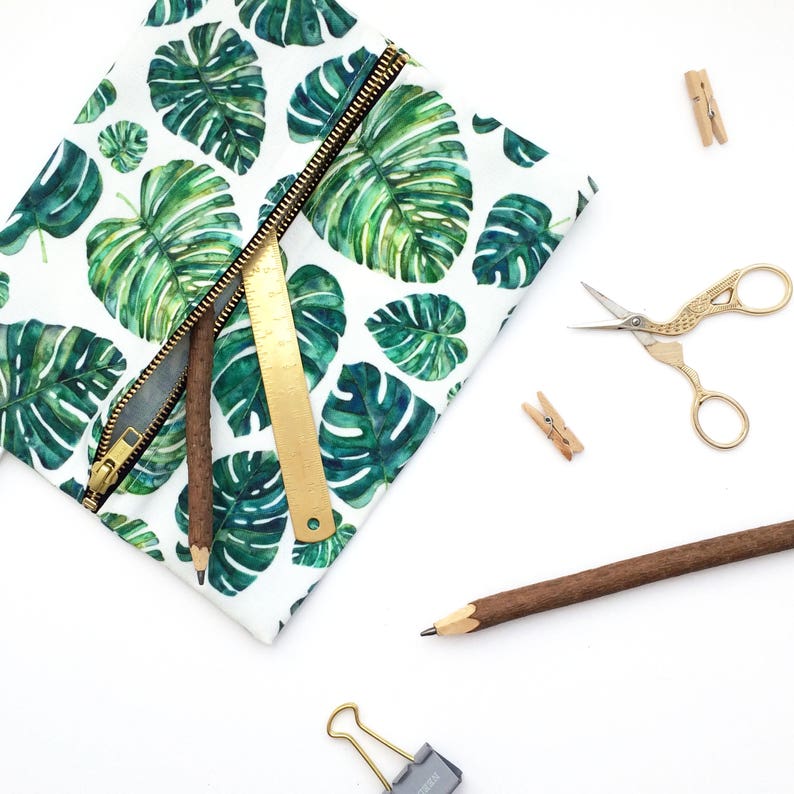 Palm Leaves Large Pouch Back To School Tropical School image 0