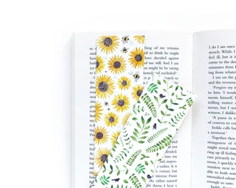 Sunflowers and Leaves double sided Bookmark.