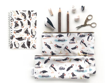 Puffin, Back To School Stationery Bundle, Large Pencil Case, Small Pencil Case, A6 Notebook