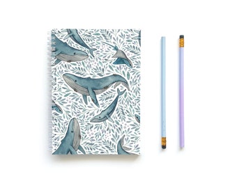 Floral Whale A5 Notebook