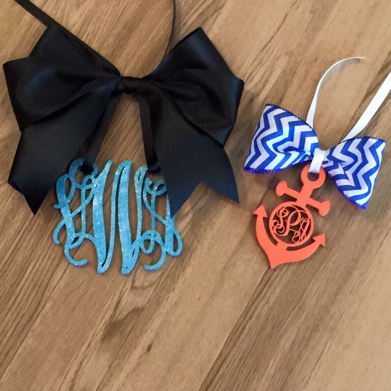 Monogram Car charms rear view mirror hangers Etsy