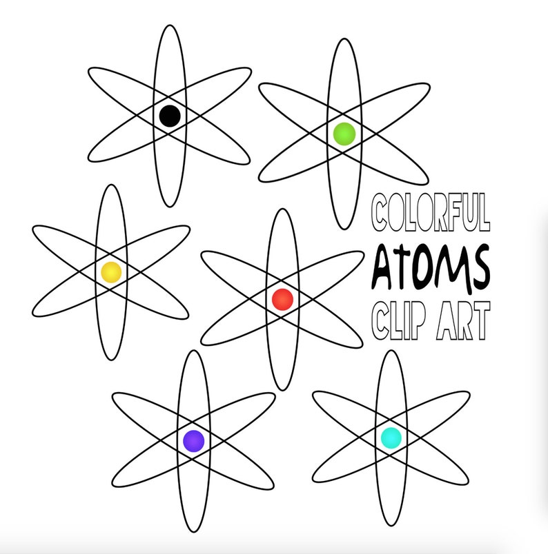 Atom Clip Art Atoms Clipart Atomic Image Science Graphic Icon Etsy