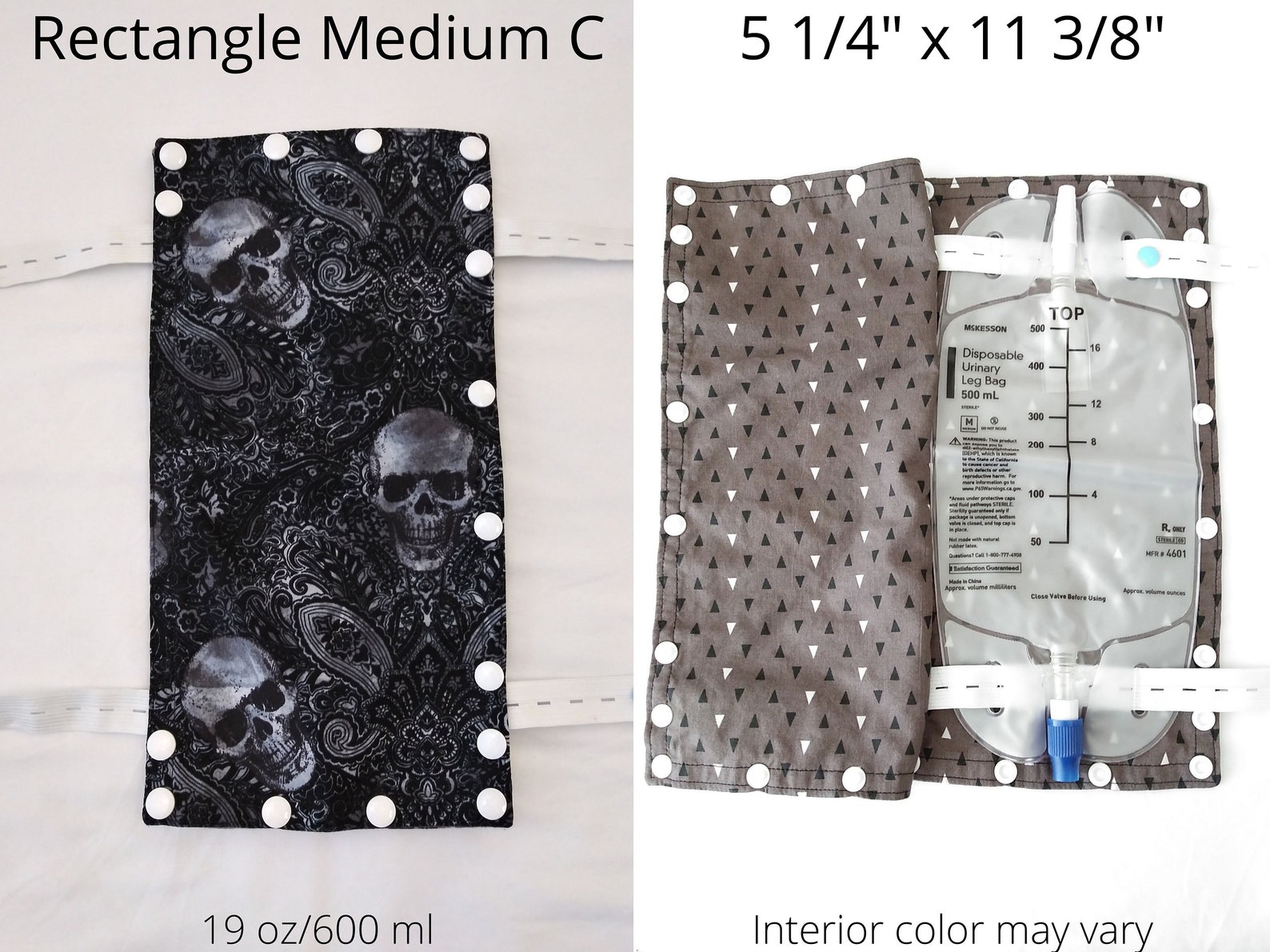 Choose your size Catheter leg bag cover with snaps skulls Etsy