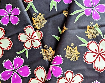 Tissu africain imprimé papillons floraux | Pièce de 1,75 verge | 100 % coton
