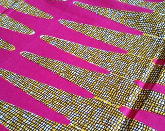 Sold By the Yard|African Dutch Wax Ankara Fabric|Pink Yellow Brown fabric|100% Cotton