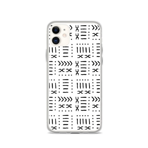 White Mud Cloth African Pattern iPhone Case