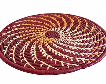 Burgundy Woven Placemat | Wine Colored African Tableware