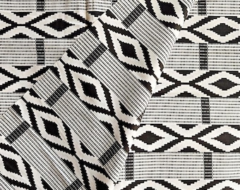 Tissu africain noir et blanc | Pièce de 2 verges | Tissu boue motif | 100 % coton