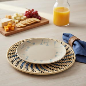 Woven Trivet Table Mat – Blue African Placemats | Modern African Decor Handmade