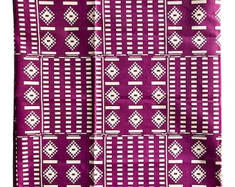 Tissu africain violet blanc | Pièce de 2 verges | 100 % coton