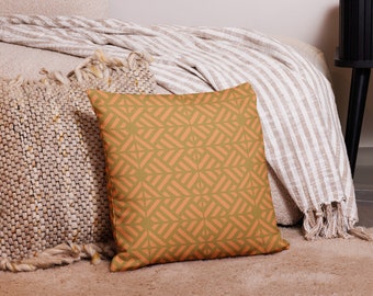 Geometric Throw Pillow | Orange and Green | Modern Home Decor| Insert Included Hidden Zipper
