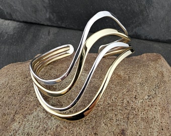 Flow Bracelet Sterling and Bronze Multi Layer