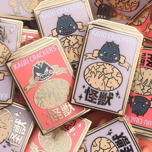 Godzilla Enamel Pin - Kaiju Crackers - Kaiju Snacks Series - Godzilla Vs Kong