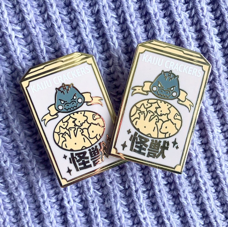 Godzilla Enamel Pin Kaiju Crackers Kaiju Snacks Series | Etsy