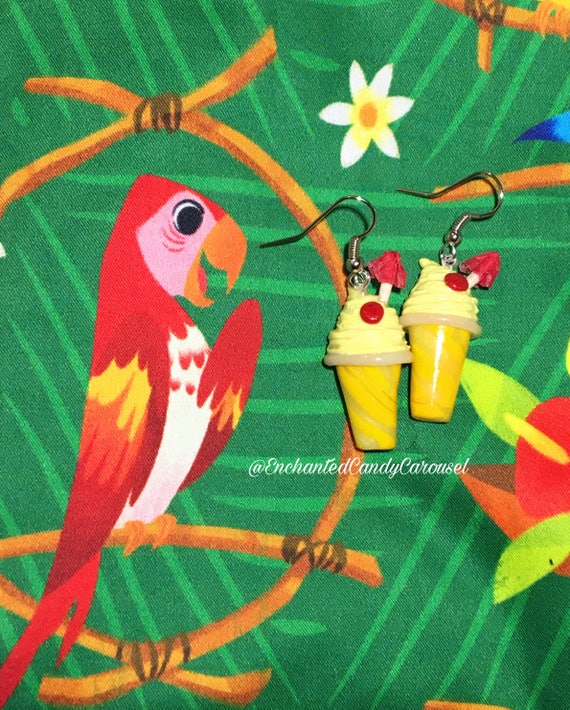 Disneyland Enchanted Tiki Room Dole Whip Float Polymer Clay Post Or Dangle Earrings