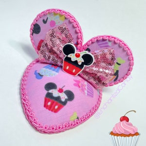 READY TO SHIP- Pink Mickey Minnie Cupcake Teardrop Retro Dapper Mouse Ears Fascinator Hat