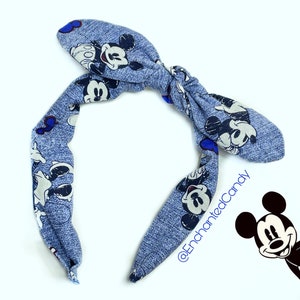 LAST ONE- Disney Denim Mickey Minnie Bow Knot Knotty Headband