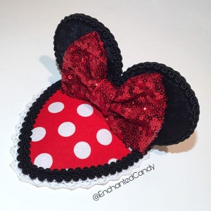 Minnie’s ear headband with fascinator hat Minnie Mouse Hat, Disney Bow, Mouse Ears, Mini Top Hat  main image 4