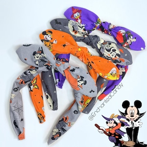 Mickey Minnie Halloween Orange Purple Bow Knot Knotty Headband