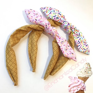 Waffle Cone Ice Cream Sprinkles Bow Knot Knotty Headband