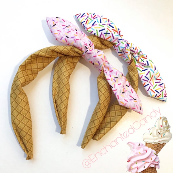 Waffle Cone Ice Cream Sprinkles Bow Knot Knotty Headband