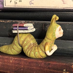 Book Worm Figurine/bookworm Sculpture - Etsy