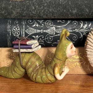 Book Worm Figurine/bookworm Sculpture - Etsy
