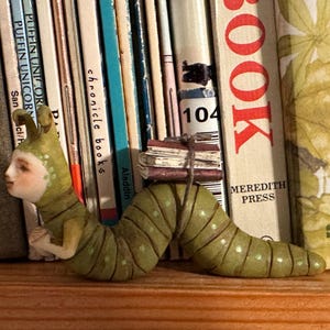 Book Worm Figurine/bookworm Sculpture - Etsy