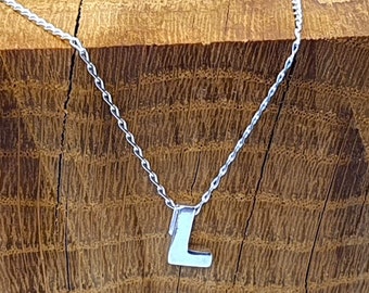 Letter L Necklace • Initial Charm Necklace in Sterling Silver