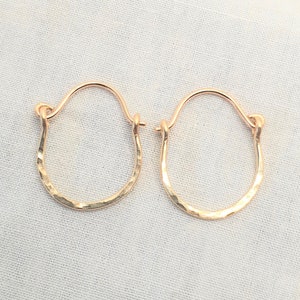 Small 14K Gold Filled Hammered Hoop Earrings