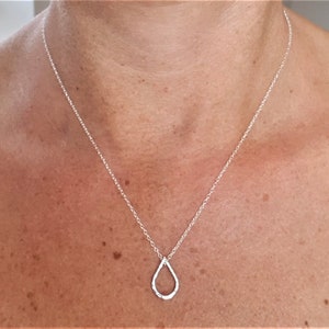 Dainty Silver Teardrop Necklace • Sterling Silver Minimalist Necklace • Bridesmaid Necklace • Pendant Necklace