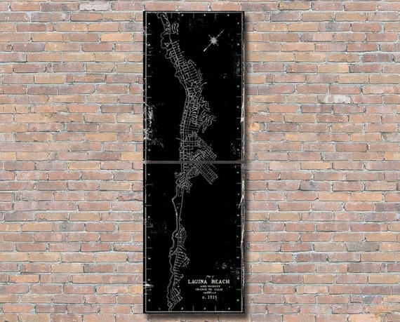 Laguna Beach California Map Ready To Hang Diptych Free Shipping Vintage Map Wall Decor Framed Canvas 2 Quantity 27 X 40