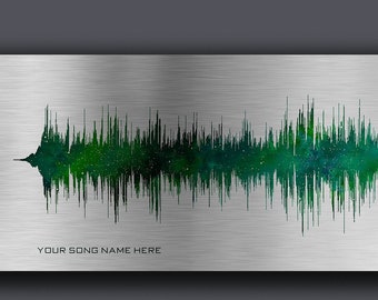 10th Wedding Anniversary - 10 Year Anniversary Gift for Wife/Husband - Night Sky Soundwave Art - Sound Wave Art printed on metal