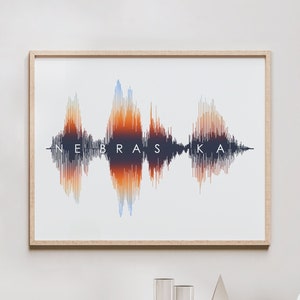 Nebraska Wall Art - Sound Wave Nebraska Art Print | created from soundwave of state name being spoken
