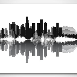 Los Angeles Skyline Art: California Sound Wave Cityscape Design - Unique Los Angeles, California Decor, City Skyline Poster
