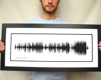 Sound Wave Art - Custom Song Soundwave Print - Framed or Unframed, Personalized to any song, Gift for Him or Her