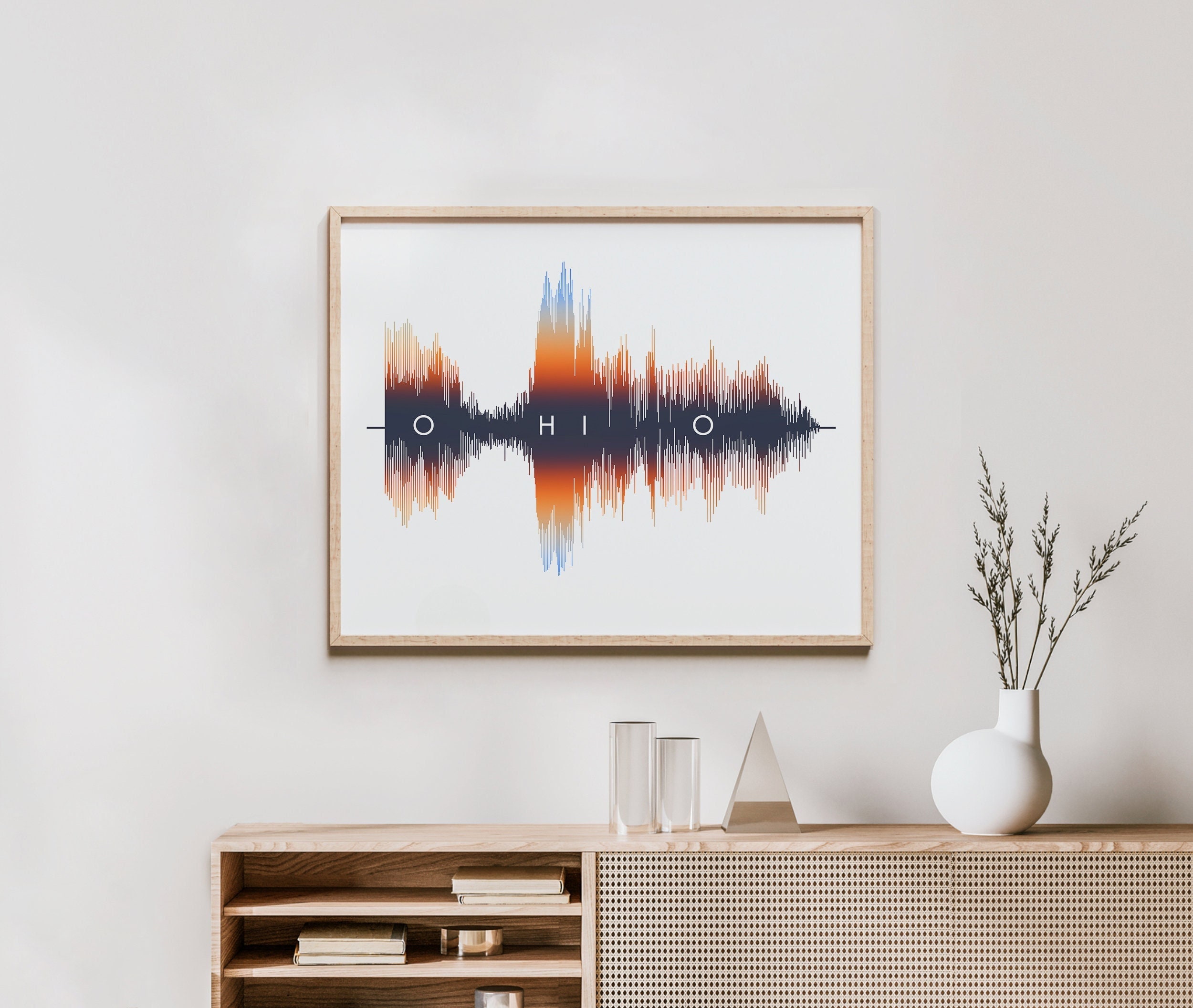アート・デザイン・音楽 WILLIAM  RETROSPECTIVE Ohio Wall Art - Sound Wave Ohio Art Print | Created From Soundwave