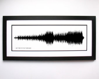 Set The Fire To The Third Bar  - Song Lyrics Wall Art, Song Lyric Gift Idea, Sound Wave Song Poster, Custom Song Print, Song Picture