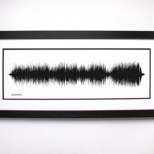 May include: A black and white framed print of a sound wave, with the word "SUDAREC" printed below the wave.