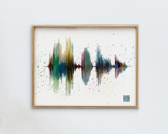 Voice Memo Print - Voice Recording Gift with QR code - Waveform Art Print, Personalized Voice Gift - Photograph Optional