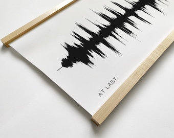 Regalo de aniversario de algodón - Arte de ondas sonoras personalizado - Impresión de arte personalizada - Impresión de ondas sonoras, regalo de segundo aniversario para esposo/esposa