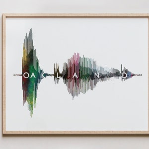 Oakland California Art - Sound Wave of City Name - Oakland Art Print, City of Oakland, Soundwave Sign / Poster