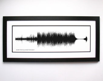 Over the Hills and Far Away  - Song Lyrics Wall Art, Song Lyric Gift Idea, Over the Hills and Far Away  Sound Wave Song Poster