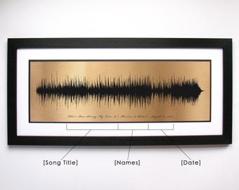 Song Soundwave - Any Song Into Art, Gift Idea, Gifts for Him, Personalized Script, Romantic Anniversary Custom Name and Date Gift