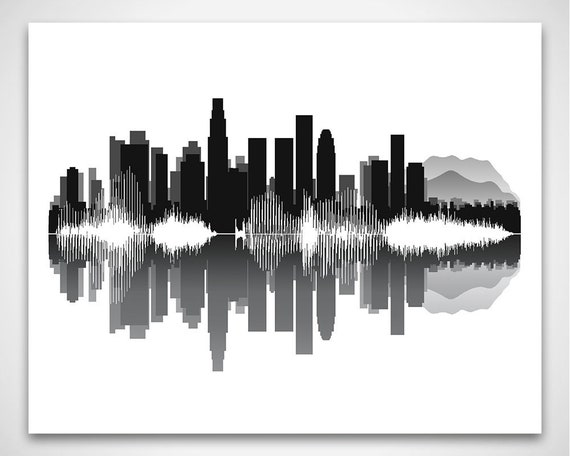 Los Angeles Skyline Art: California Sound Wave Cityscape