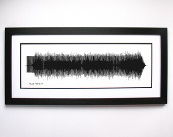 Blue Monday - Song Lyrics Wall Art, Song Lyric Gift Idea, Blue Monday Sound Wave Song Poster, Custom Song Print, Song Soundwave Art